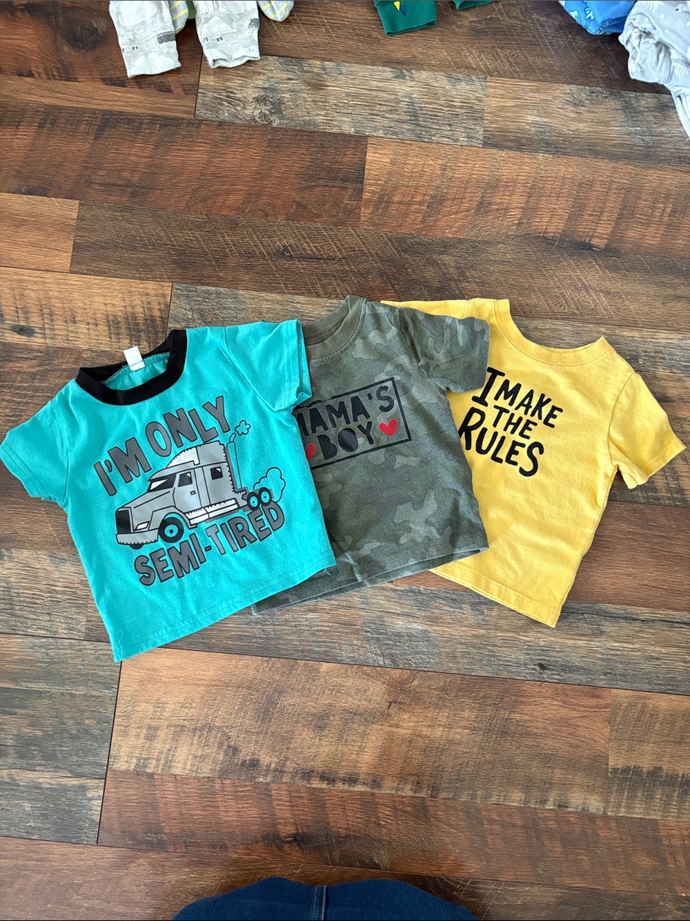 Garanimals Teal, Olive Camo & Yellow Graphic Tee Trio